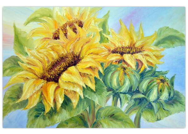 Virágzó napraforgó képe (90x60 cm)