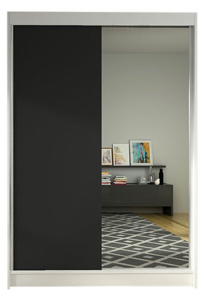 LINO I szekrény – 120 cm szélesség, fehér / fekete kivitelben