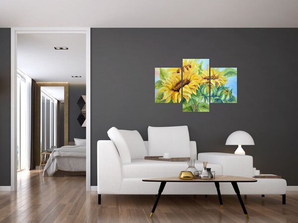 Virágzó napraforgó képe (90x60 cm)