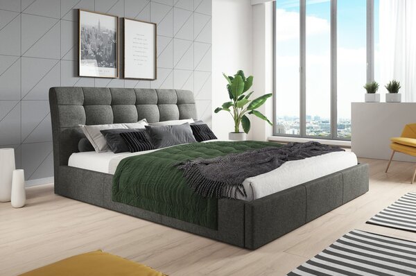 Kárpitozott ágy ADLO, 120×200 cm méretben Sötét szürke