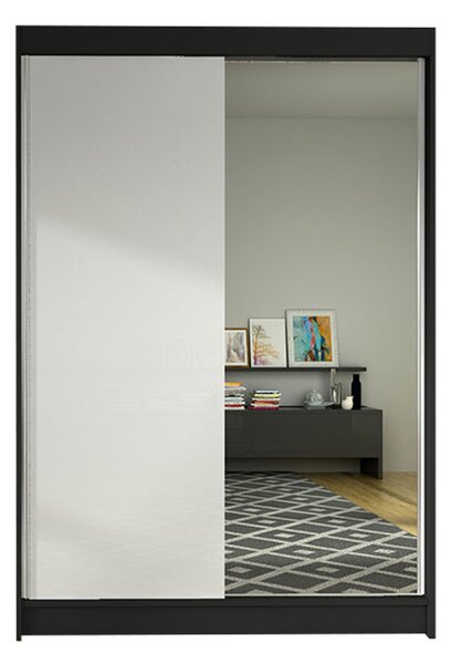 LINO I szekrény – 120 cm szélesség, fekete / fehér kivitelben