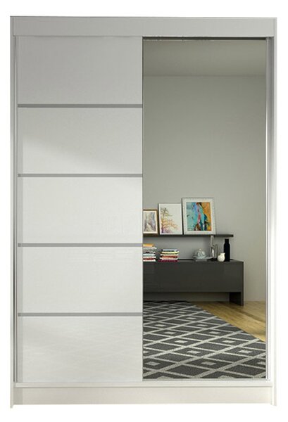 LINO III gardróbszekrény, 120 cm szélesség – fehér