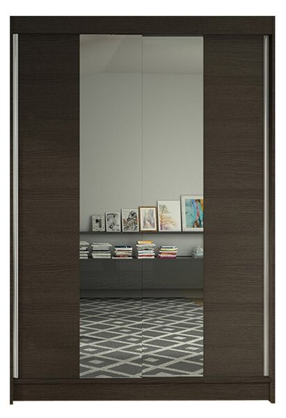 LINO II gardróbszekrény, 120 cm szélesség – csokoládé színű