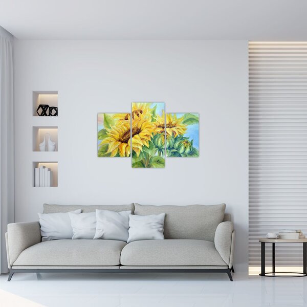 Virágzó napraforgó képe (90x60 cm)