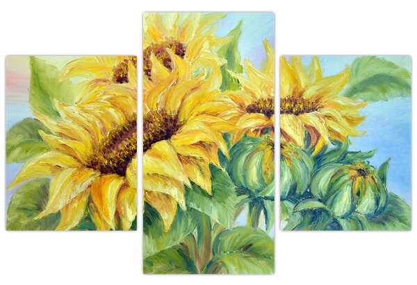 Virágzó napraforgó képe (90x60 cm)