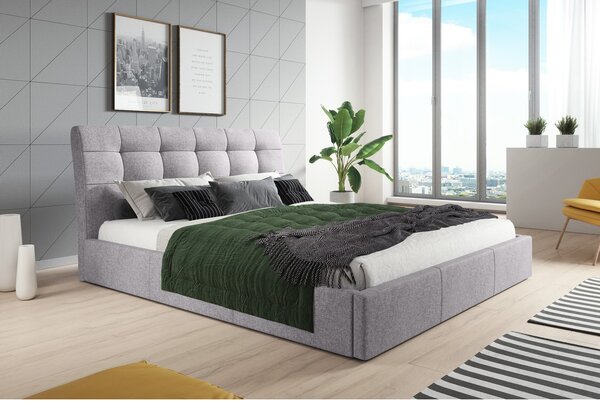 Kárpitozott ágy ADLO, 120×200 cm méretben Világosszürke
