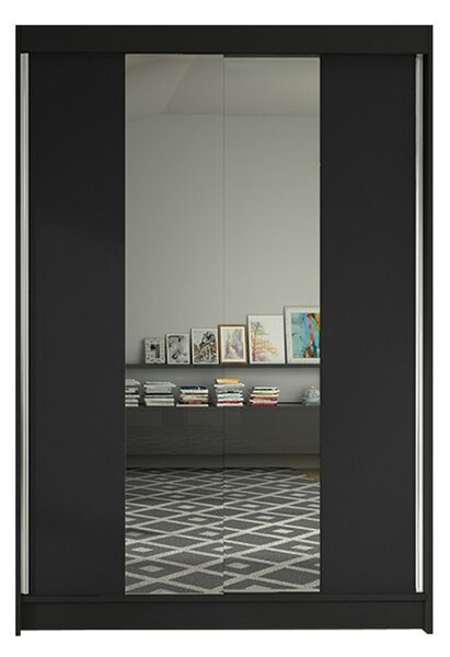 LINO II gardróbszekrény, 120 cm szélesség – fekete