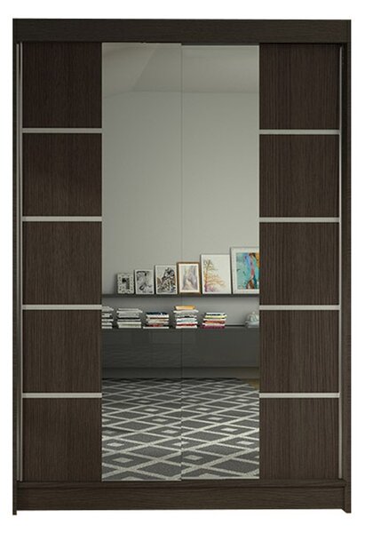 LINO V gardróbszekrény, 120 cm széles – csokoládé színű