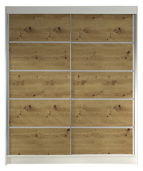 LINO IV gardróbszekrény, 120 cm szélesség – fehér / artisan tölgy