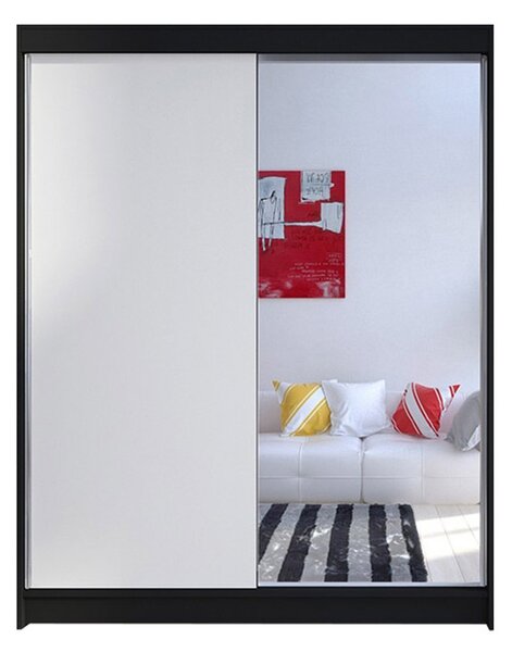 Ruhásszekrény CAMINO I, 150 cm széles – fekete/fehér