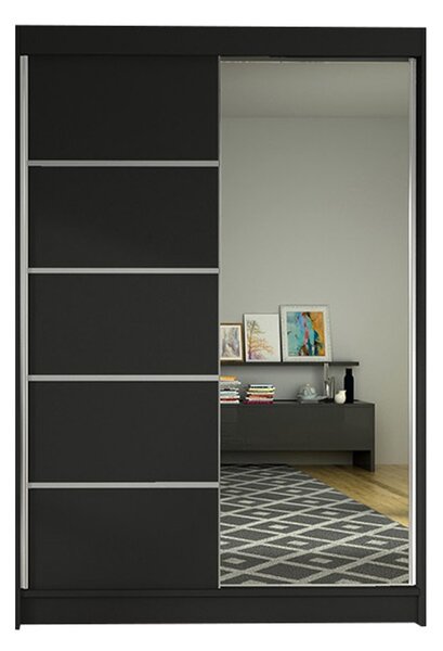 LINO III gardróbszekrény, 120 cm szélesség – fekete