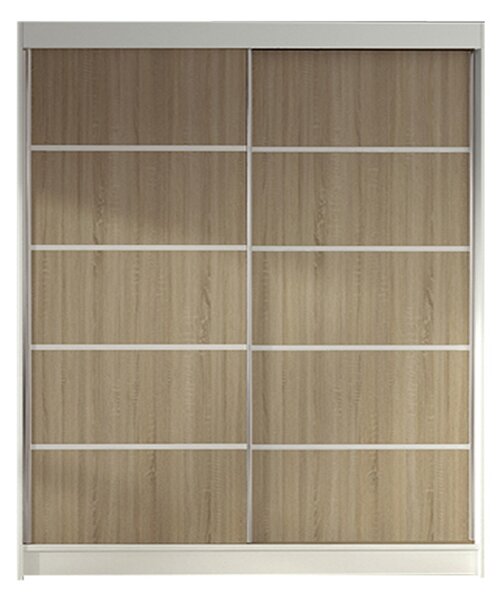 LINO IV gardróbszekrény, 120 cm szélesség – fehér / sonoma tölgy