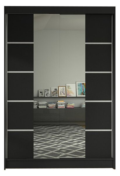 LINO V gardróbszekrény, 120 cm széles – fekete