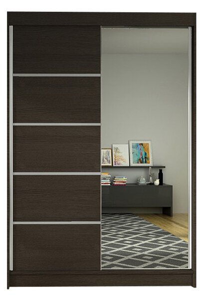 LINO III gardróbszekrény, 120 cm szélesség – csokoládé színű