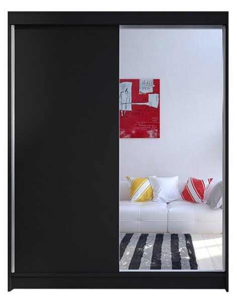CAMINO I ruhásszekrény, 150 cm széles – fekete