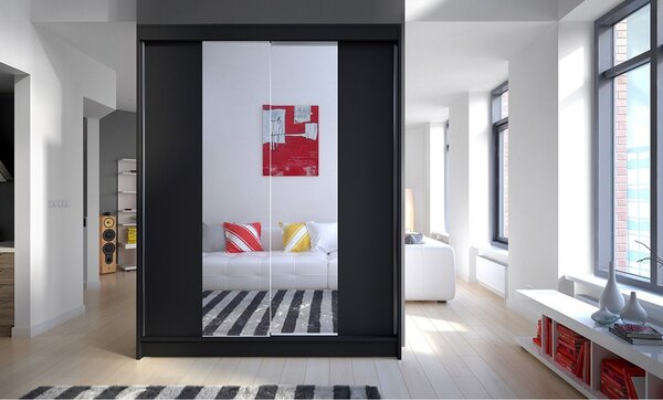 CAMINO II ruhásszekrény, 150 cm széles – fekete