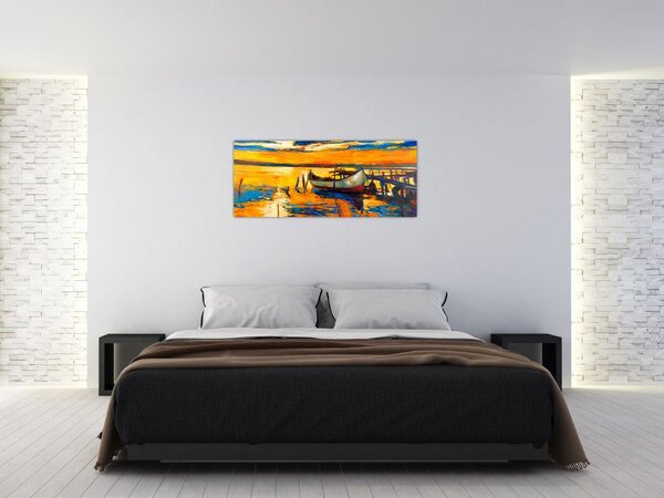 Kép - Hajó naplementekor (120x50 cm)