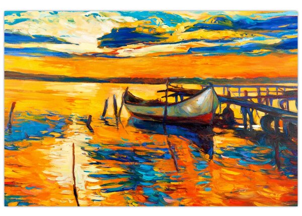 Kép - Hajó naplementekor (90x60 cm)