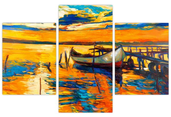 Kép - Hajó naplementekor (90x60 cm)