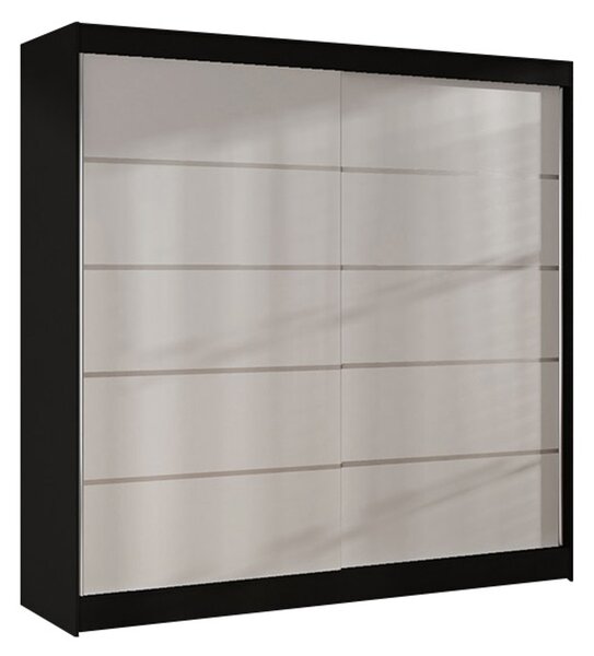 BASTI IV gardróbszekrény, 200 cm széles – fekete/fehér