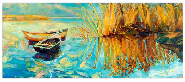 Kép - Tó csónakokkal (120x50 cm)