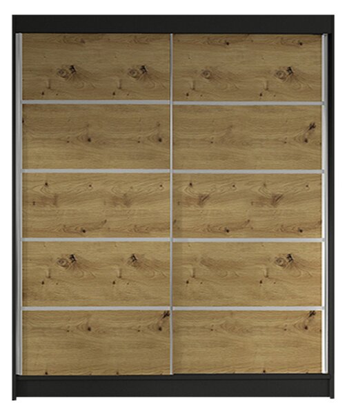 LINO IV gardróbszekrény, 120 cm széles – fekete / artisan tölgy
