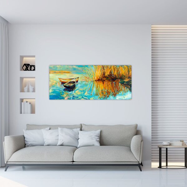 Kép - Tó csónakokkal (120x50 cm)