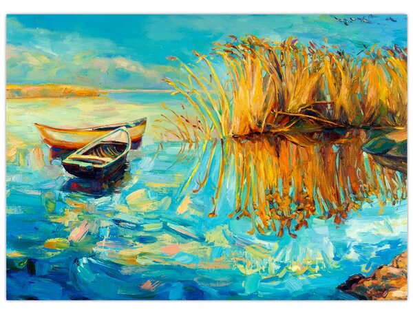 Kép - Tó csónakokkal (70x50 cm)