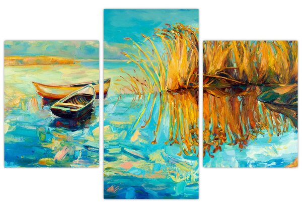 Kép - Tó csónakokkal (90x60 cm)