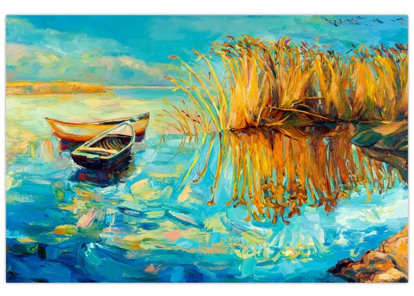 Kép - Tó csónakokkal (90x60 cm)