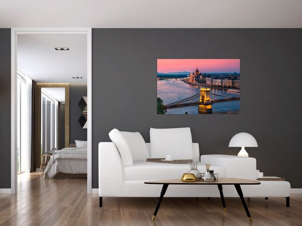 Kép - panoráma a városra, Budapest, Magyarország (90x60 cm)