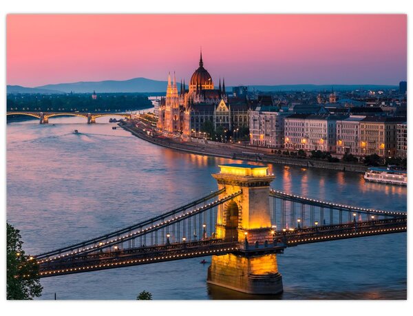 Kép - panoráma a városra, Budapest, Magyarország (70x50 cm)