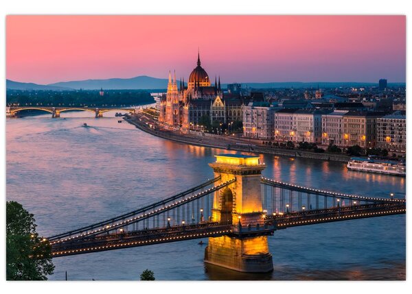 Kép - panoráma a városra, Budapest, Magyarország (90x60 cm)