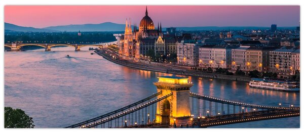 Kép - panoráma a városra, Budapest, Magyarország (120x50 cm)