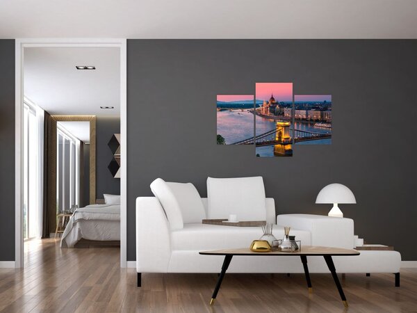 Kép - panoráma a városra, Budapest, Magyarország (90x60 cm)