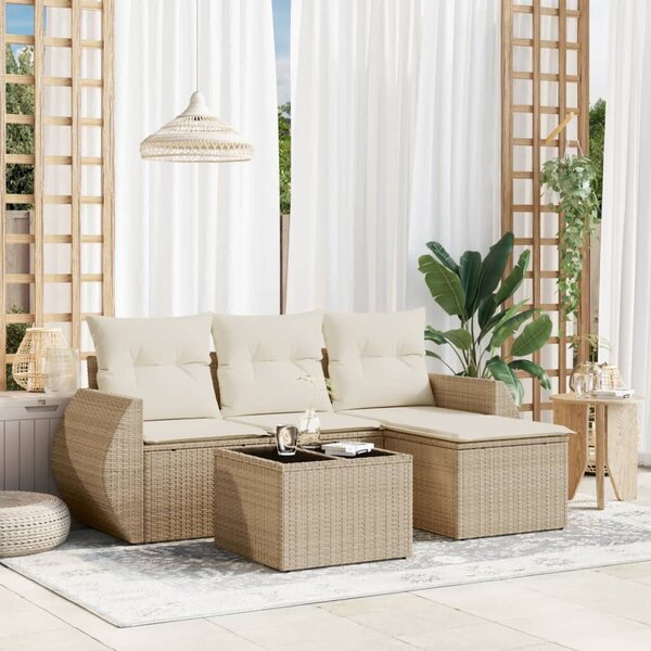 VidaXL Polyrattan Kerti Ülőgarnitúra - 5 részes - Bézs
