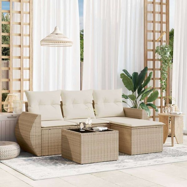 VidaXL Polyrattan Kerti Ülőgarnitúra - 5 részes - Bézs
