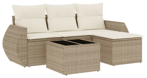 VidaXL Polyrattan Kerti Ülőgarnitúra - 5 részes - Bézs