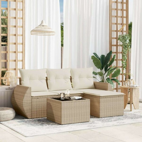 VidaXL Polyrattan Kerti Ülőgarnitúra - 5 részes - Bézs