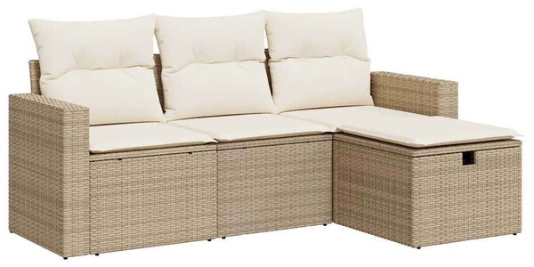 VidaXL 4 részes bézs polyrattan kerti ülőgarnitúra párnákkal
