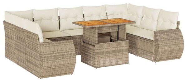 VidaXL 10 részes bézs polyrattan kerti ülőgarnitúra párnával
