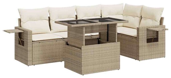 VidaXL 6 részes bézs polyrattan kerti ülőgarnitúra párnával