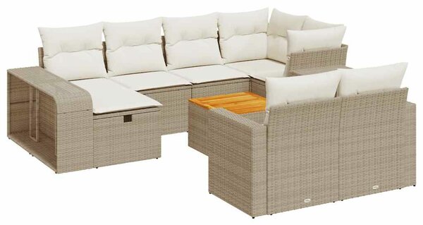 VidaXL 11 részes bézs polyrattan kerti ülőgarnitúra párnákkal