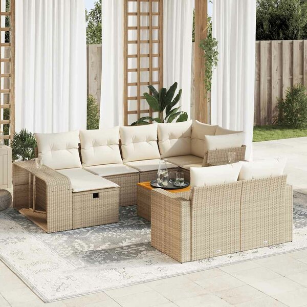 VidaXL 11 részes bézs polyrattan kerti ülőgarnitúra párnákkal