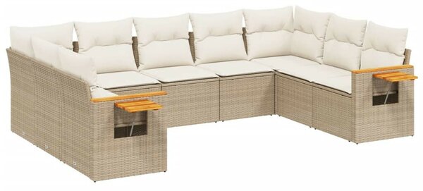 VidaXL U alakú Kerti Ülőgarnitúra - 9 részes - Bézs Polyrattan