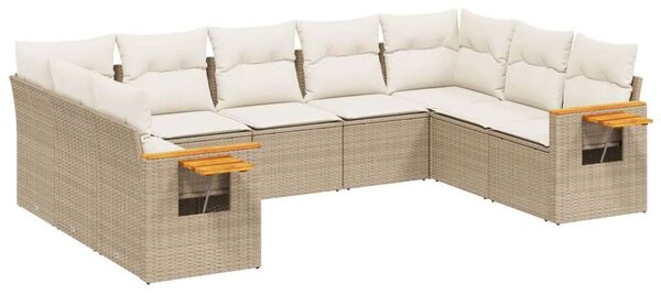 VidaXL U alakú Kerti Ülőgarnitúra - 9 részes - Bézs Polyrattan