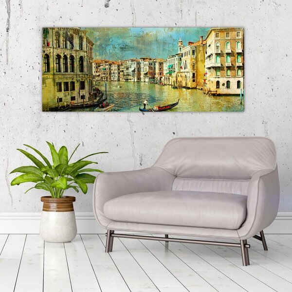 Kép - velencei csatorna és gondolák (120x50 cm)