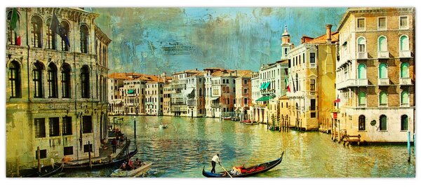 Kép - velencei csatorna és gondolák (120x50 cm)