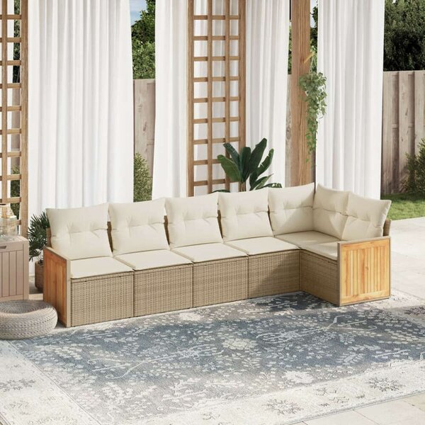 VidaXL Polyrattan Kerti Ülőgarnitúra - 6 részes - Bézs