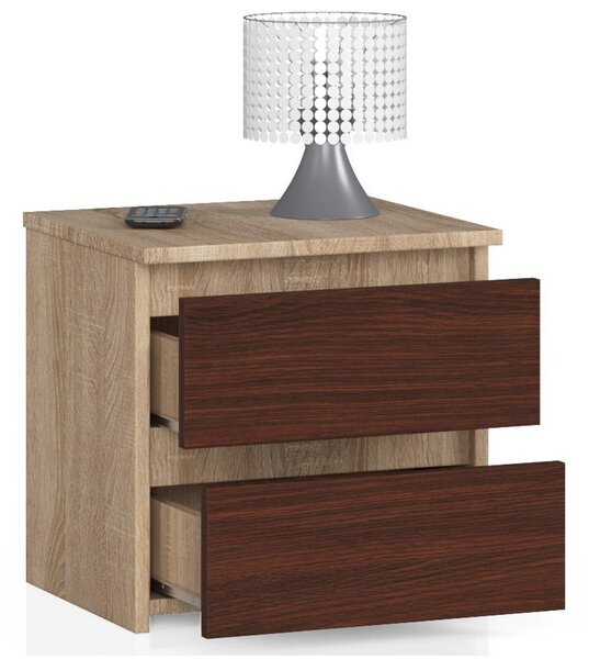 Éjjeliszekrény K60 2S – sonoma tölgy/wenge